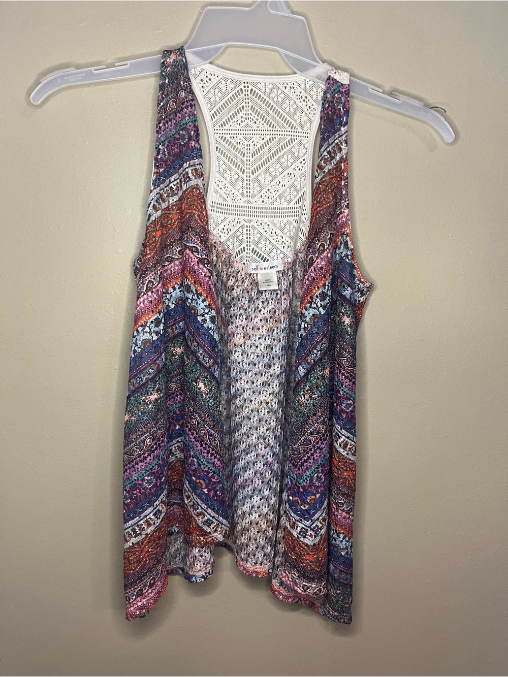 Crochet Back Multicolor Sleeveless Women’s vest